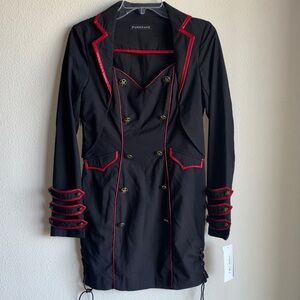 Punk Rave Red and Black Military Dress Size Medium